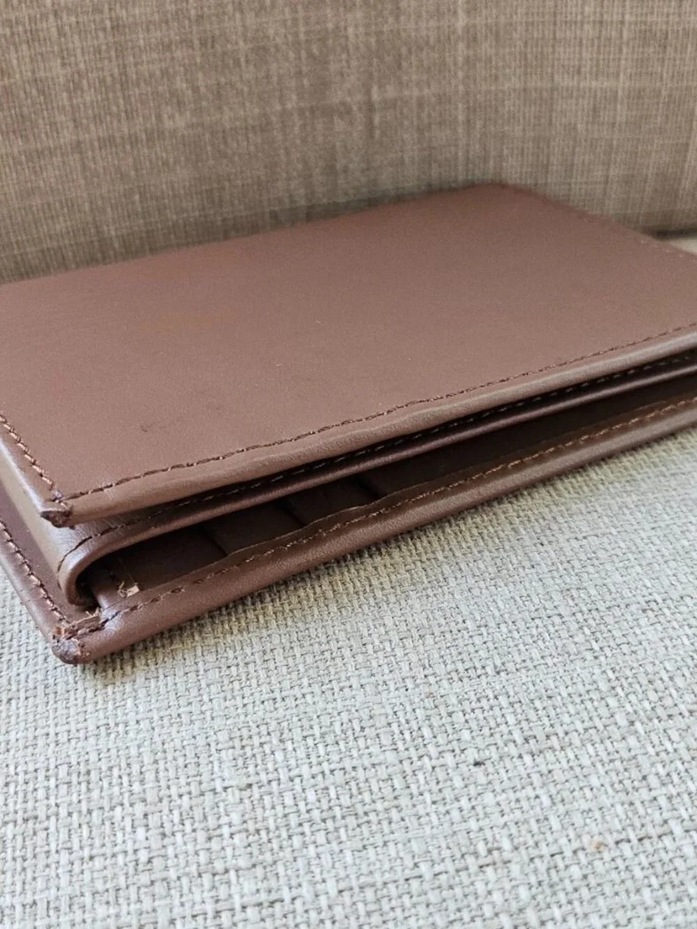 Genuine Leather Card Holder Multiple Compartments Brown Bifold Unisex Wallet